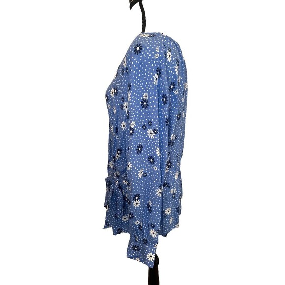 Women’s Talbots BLUE WHITE Floral Wrap Blouse Long Sleeve Viscose Sz 2X NEW - Picture 4 of 10